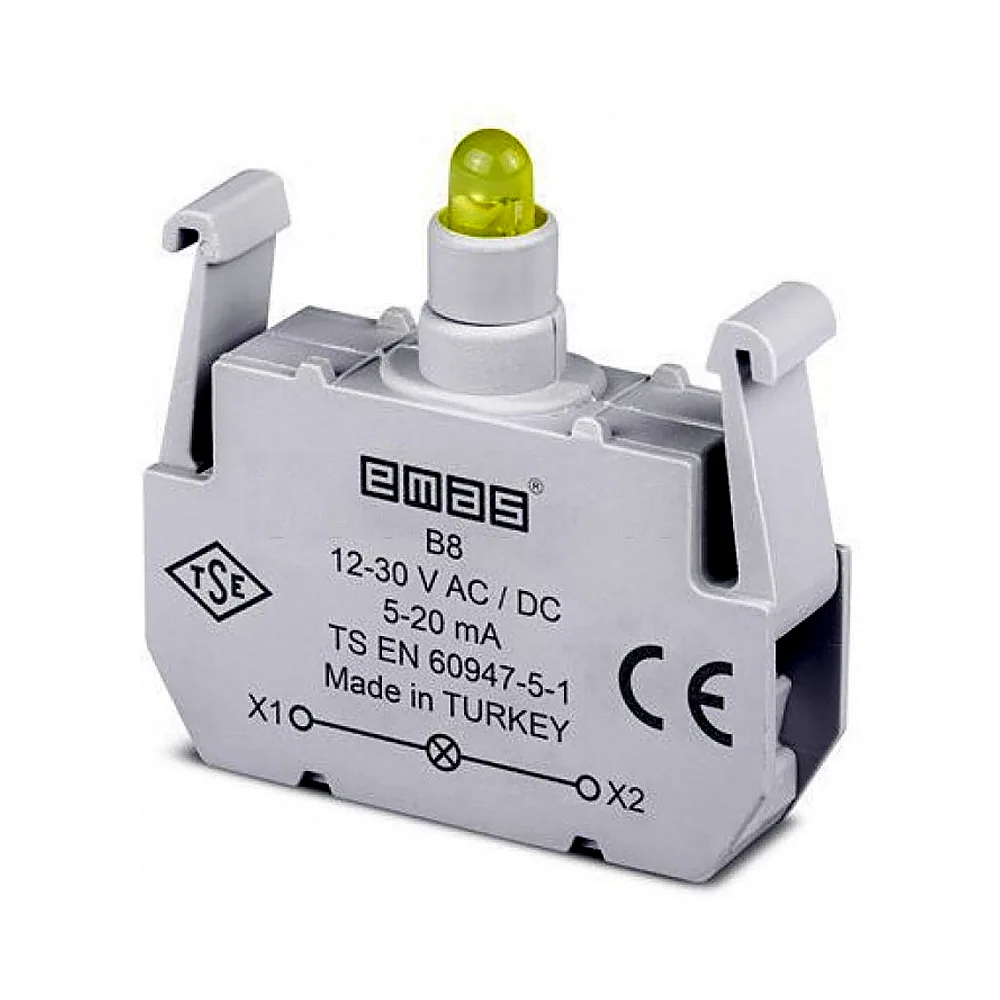 Блок-контакт підсвітки EMAS жовтий 12-30V AC/DC B8