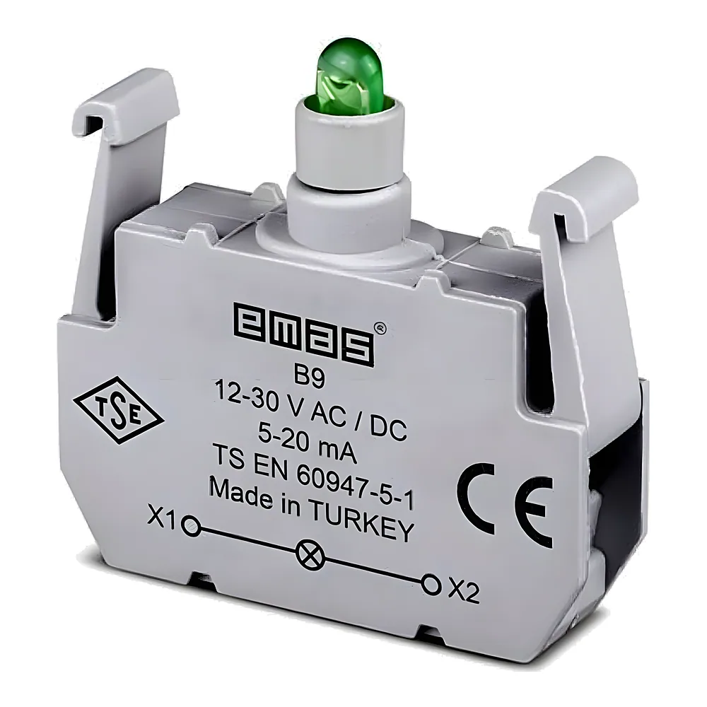 Блок-контакт підсвічування з зеленим світлодіодом 12-30 В AC/DC EMAS B9