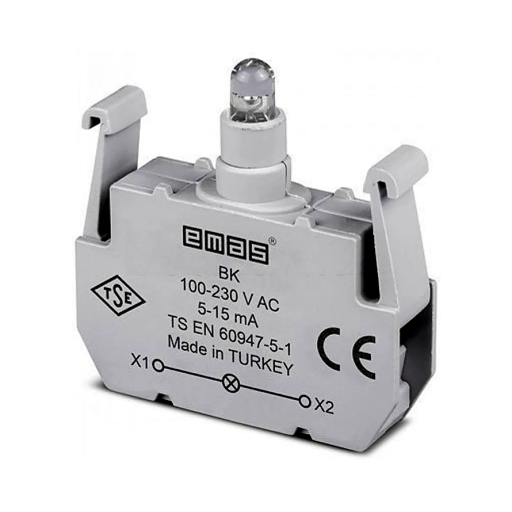 Блок-контакт підсвітки EMAS червоний 100-250V AC BK