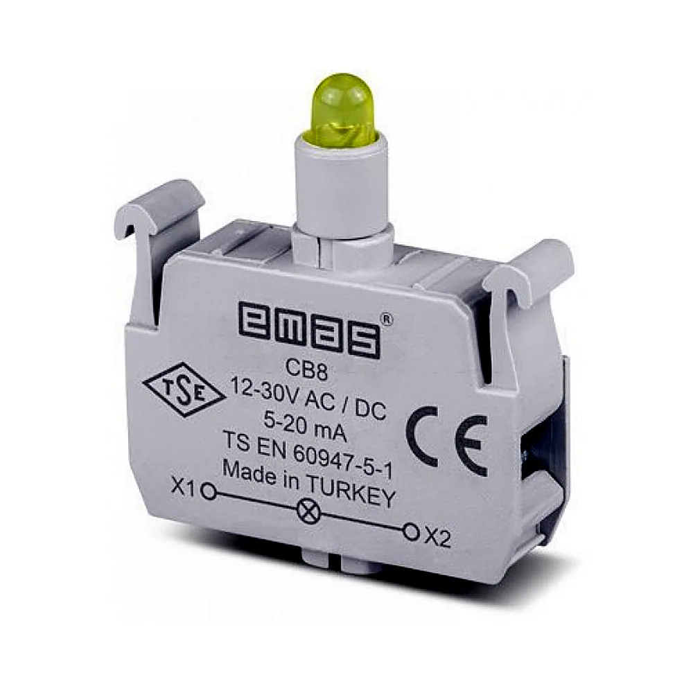 Блок-контакт підсвічування EMAS жовтий LED 12-30В AC/DC CB8