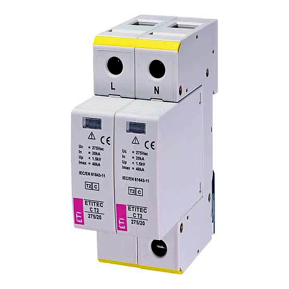 Обмежувач перенапруги ETI ETITEC C T2 275/20 2+0 2p 2440397
