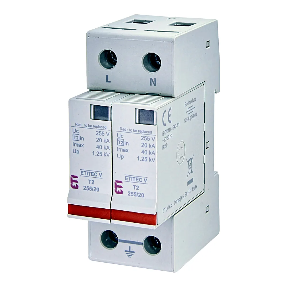 Обмежувач перенапруги ETI ETITEC V T2 255/20 2+0 2442953