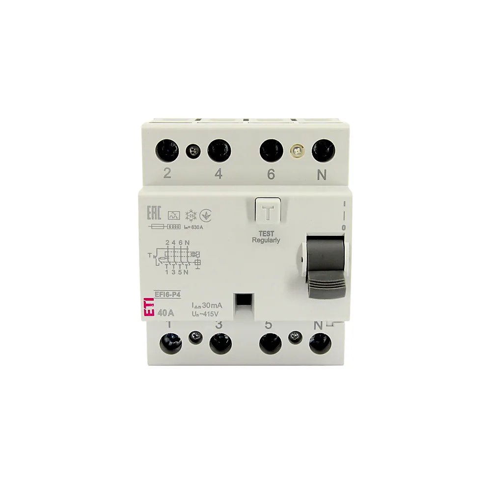 Реле диференційне ETI EFI6-P4 4P 40A 0,03A тип A 6kA 2061662