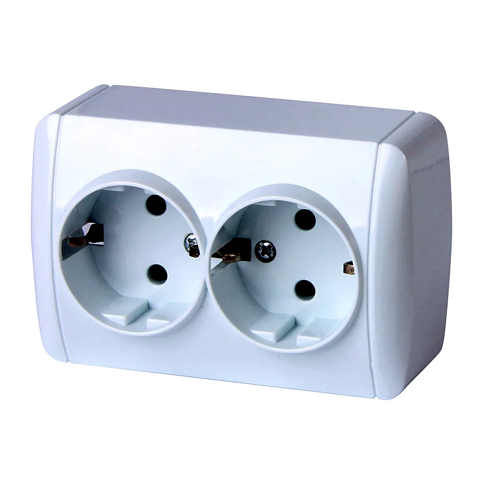 Розетка E.NEXT e.aqua.1233.gr подвійна з заземленням IP20 без кришки s035055