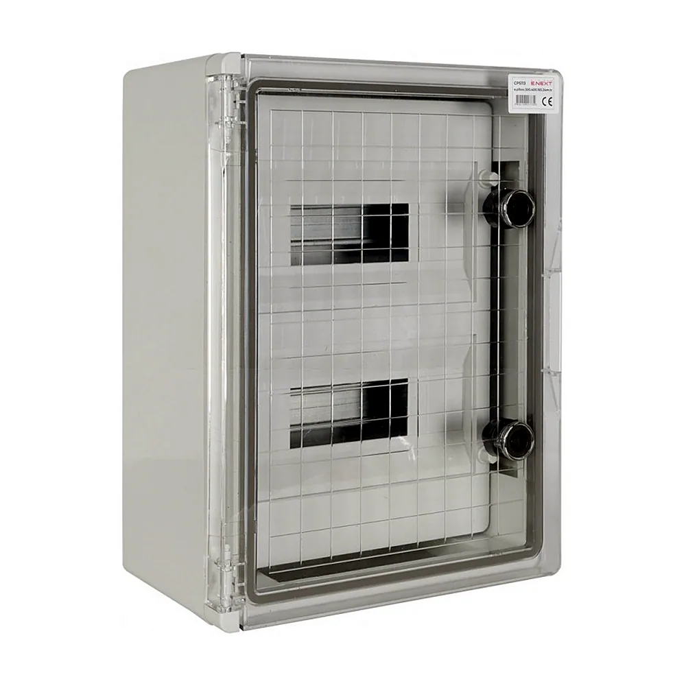 Шафа удароміцна з АБС-пластика e.plbox.300.400.165.24m.tr, 300х400х165мм, IP65 з прозорими дверцятами та панеллю під 24 модулі CP5113