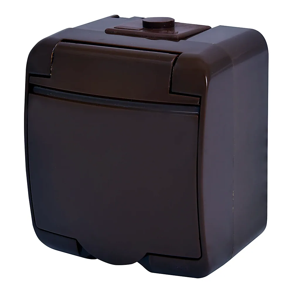 Розетка 1-я (Schuko) (коричн. кришка) (IP54) RHE-1s-KR, ETI 4668050