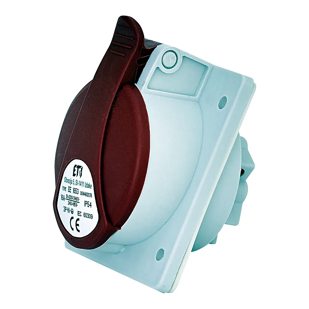 Розетка вбудована EE-1653  IP54 (16A, 400V, 3P+N+PE), ETI 4482078