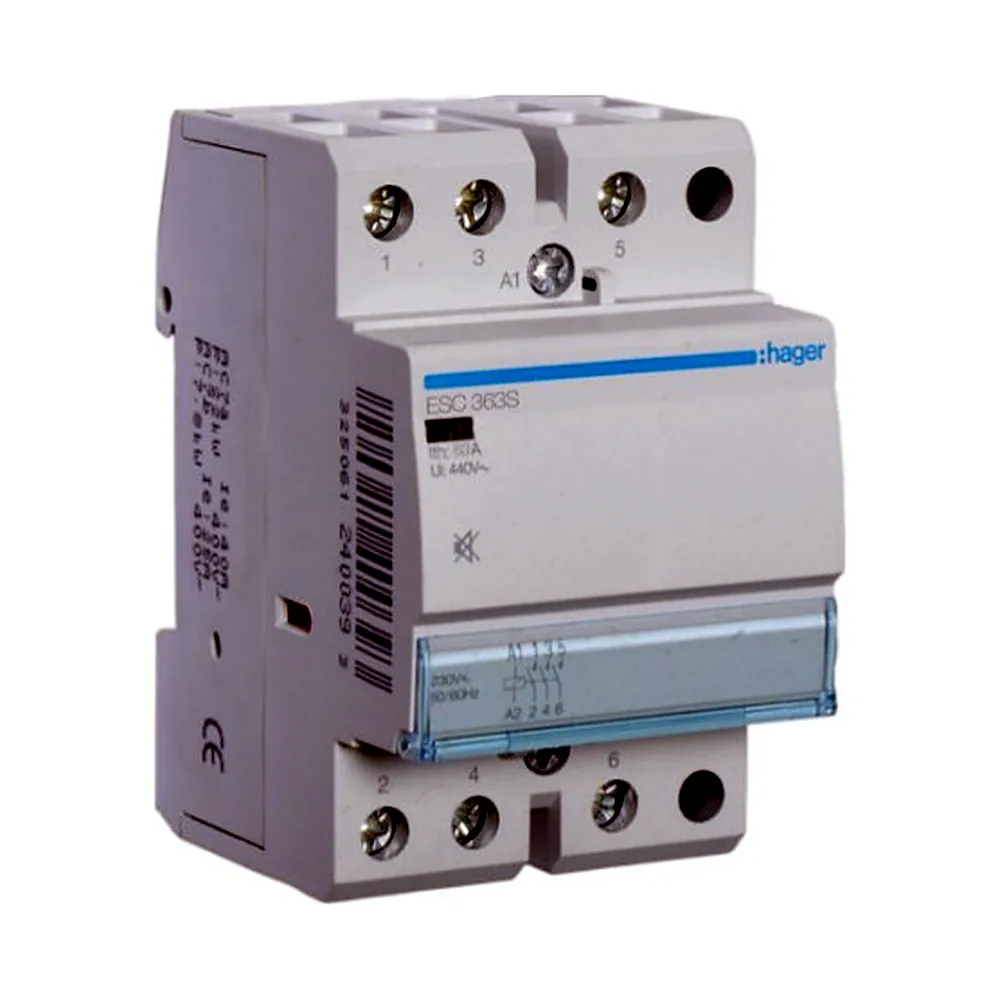 Контактор безшумний 63A, 3НВ, 230В, Hager ESC363S