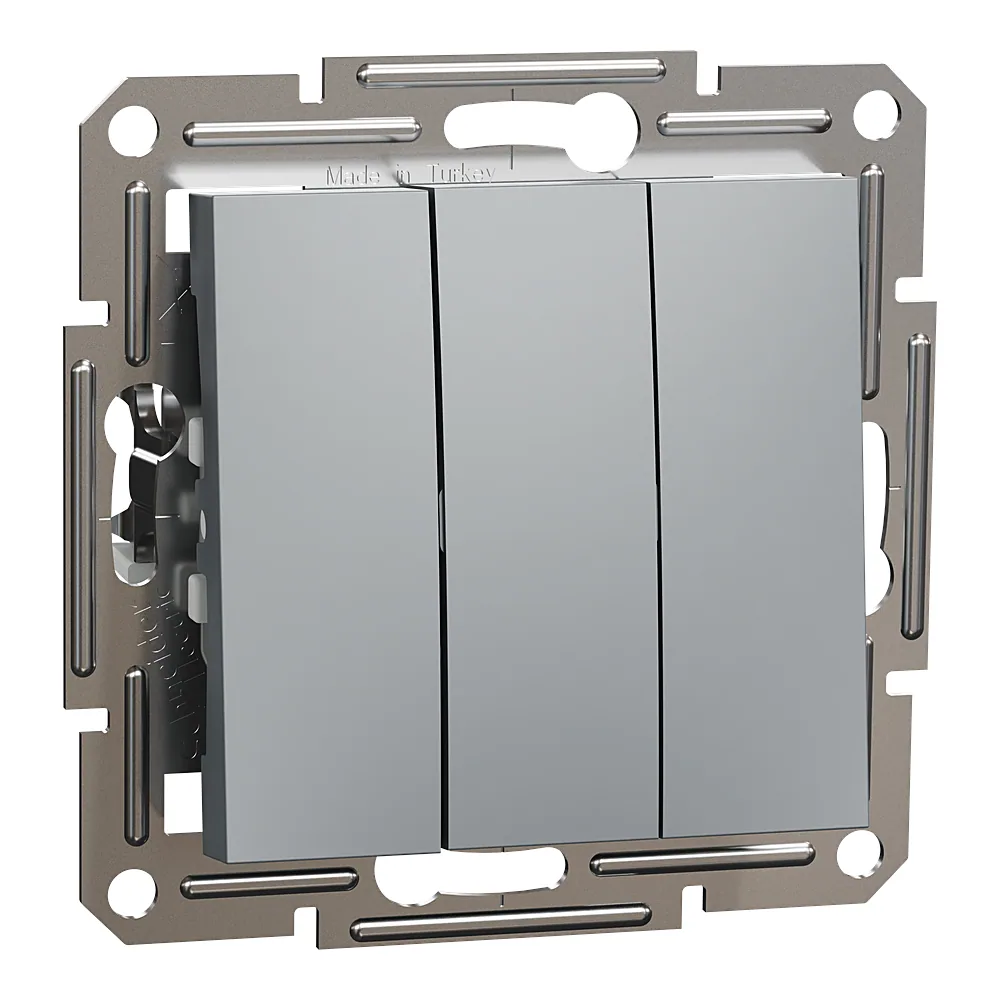 Вимикач Asfora 3-клавішний сталь Schneider Electric EPH2100162