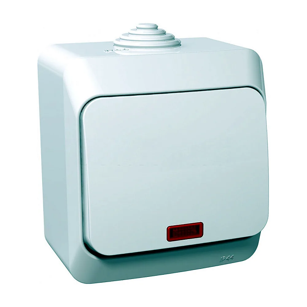 Вимикач одноклавішний з підсвіткою, CEDAR, IP44 (білий), WDE000514, Schneider Electric
