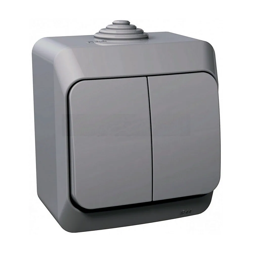 Вимикач двоклавішний, CEDAR, IP44 (сірий), WDE000650, Schneider Electric