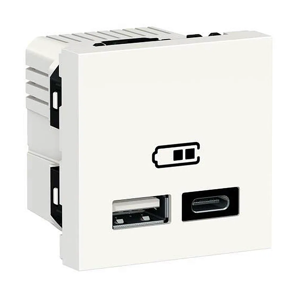 Розетка USB подв. A+C білий, Unica New, NU301818, Schneider Electric