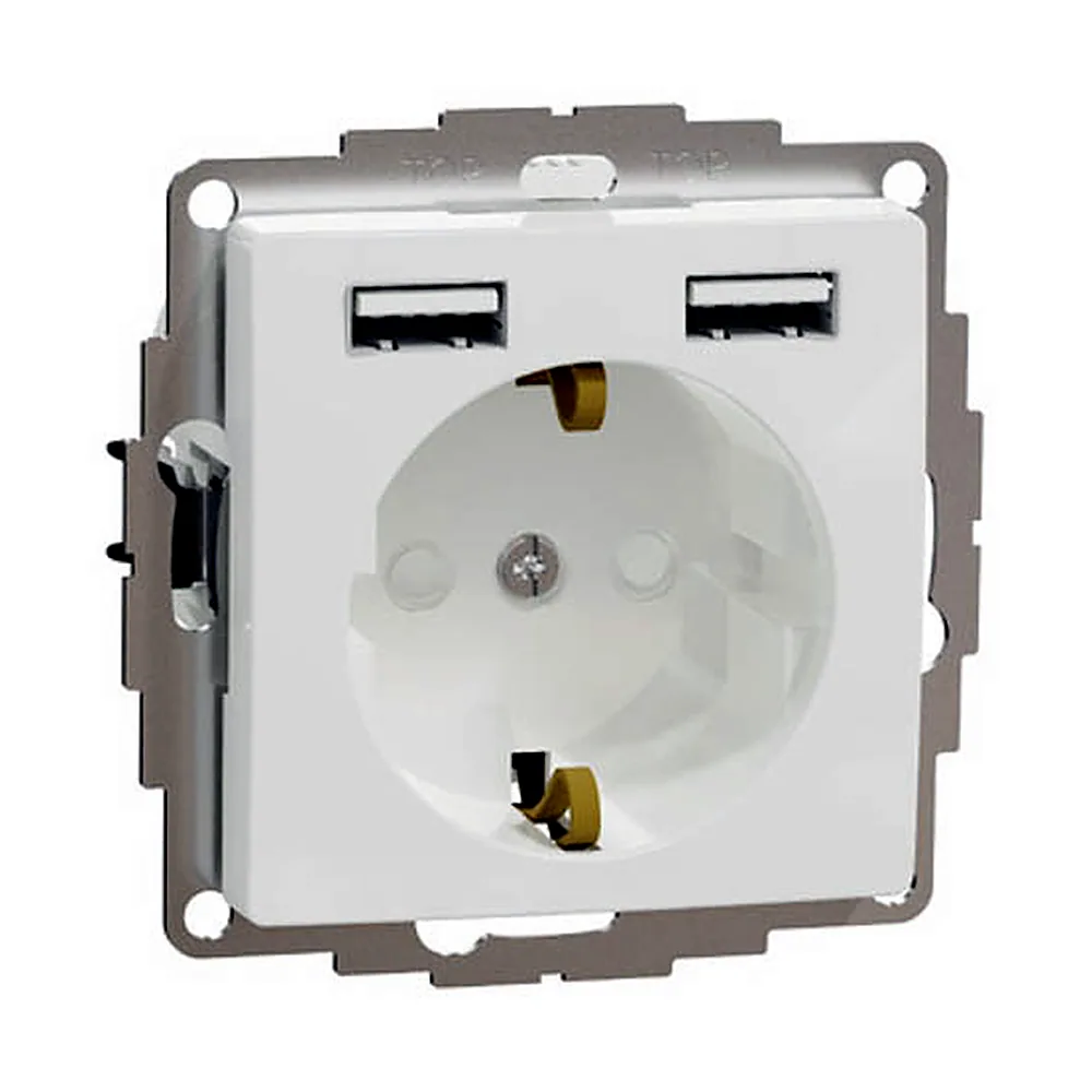 Розетка з заземленням + 2 USB тип А SE Sedna Design білий SDD111052