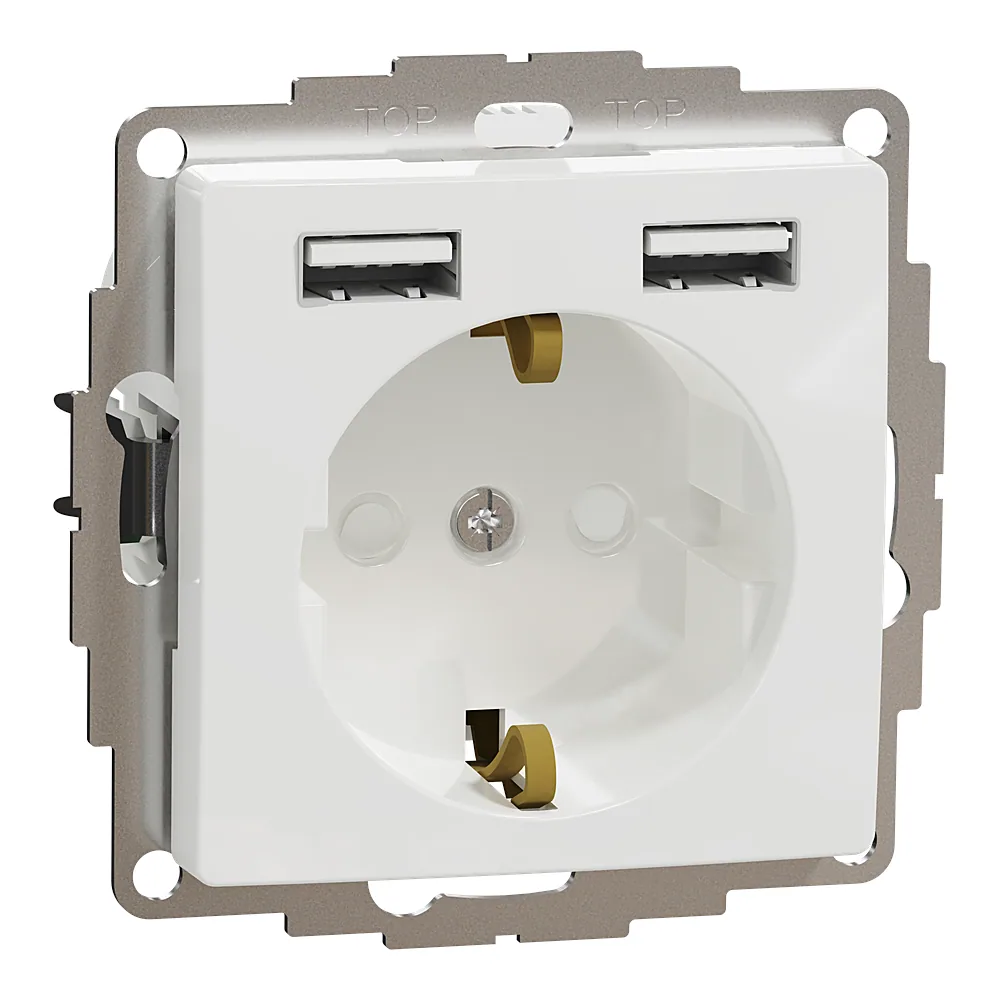 Розетка з заземленням + 2 USB тип А Sedna Design біла Schneider Electric SDD111052