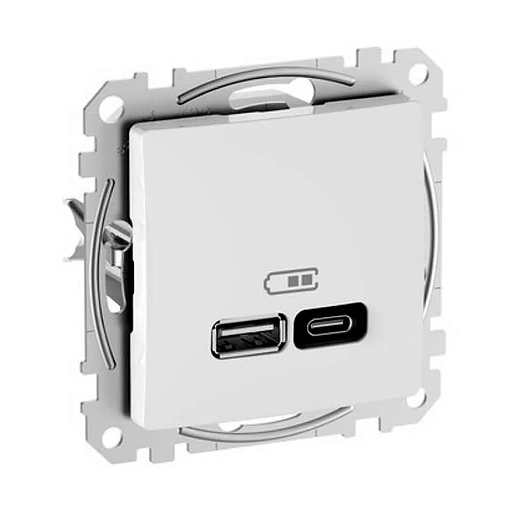 Розетка USB тип A+C (45 Вт) SE Sedna Design білий SDD111404