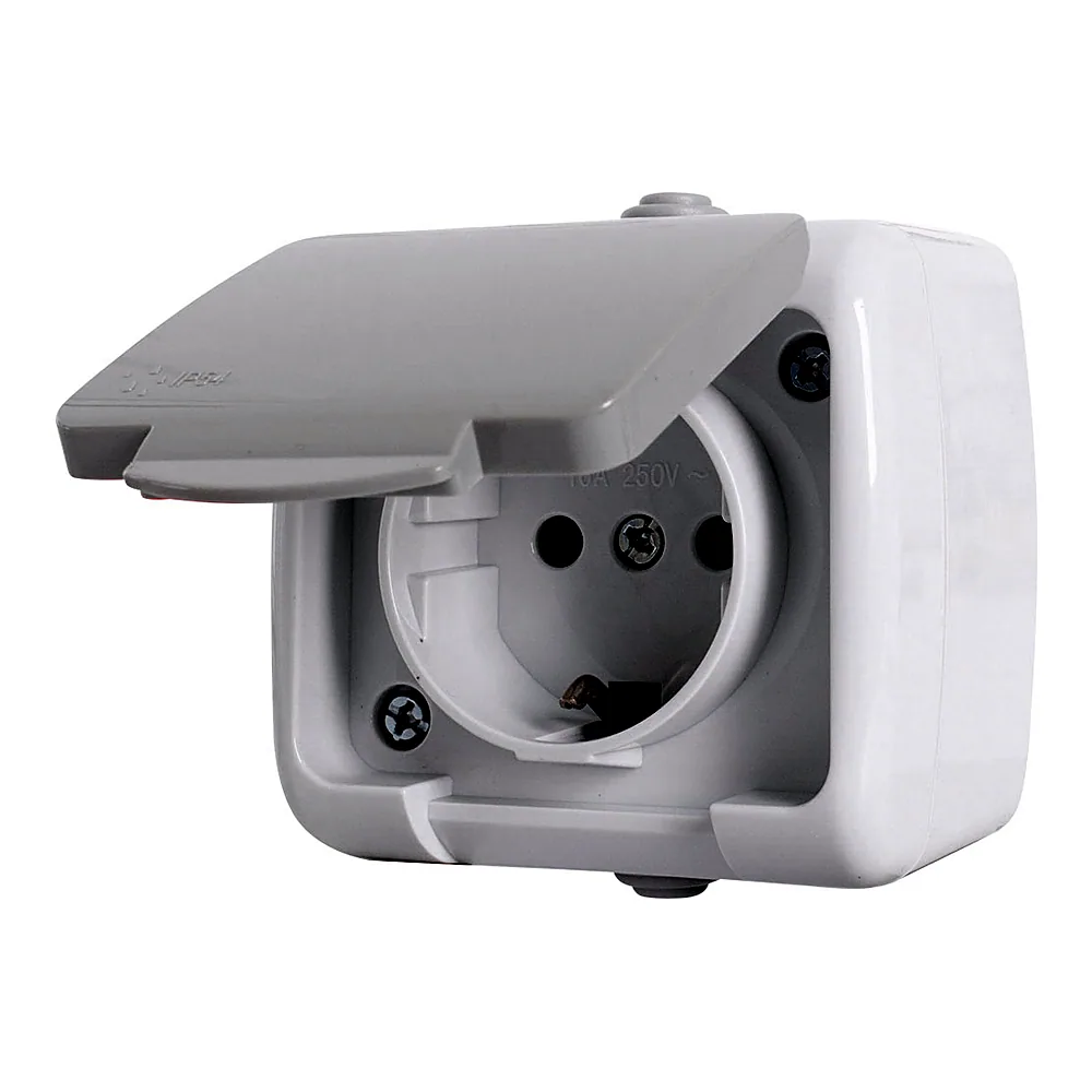Розетка E.NEXT E.AQUA 1-а з/к IP54 сіра s035066