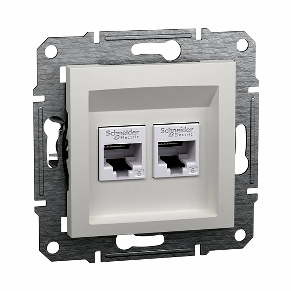 Розетка RJ45 подвійна, тип UTP, категорія 6, білий, Asfora, без рамки EPH4870121