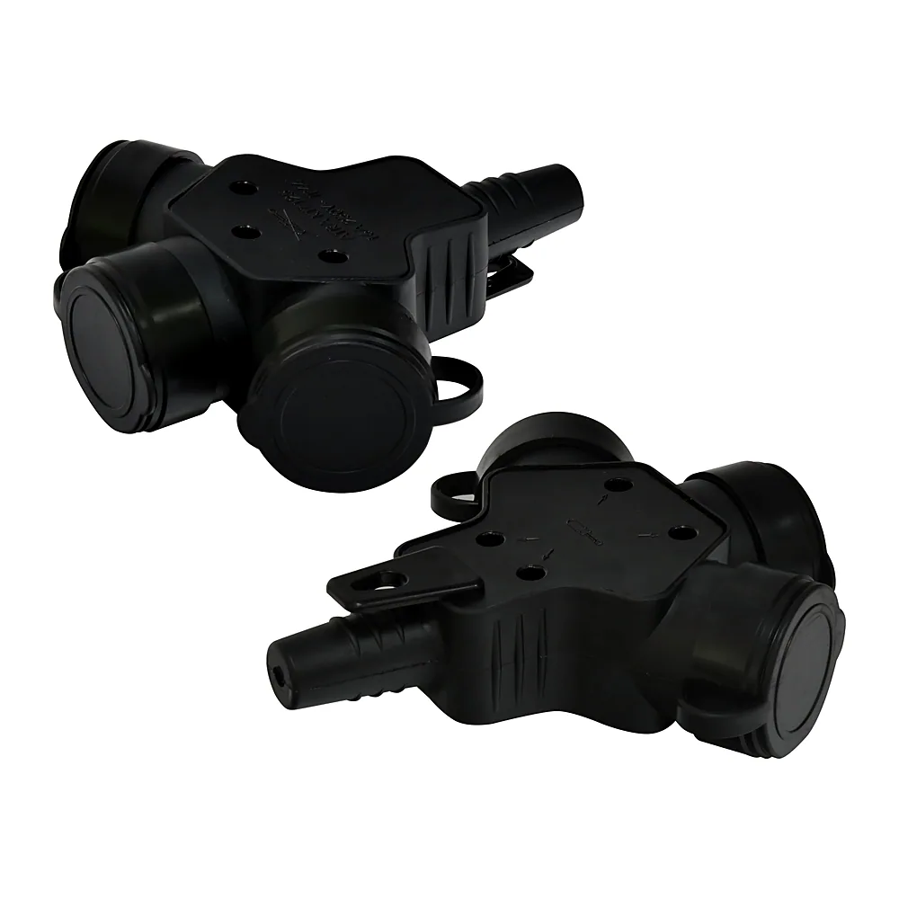 Розетка кабельна 3-на з заглуш. ERS-3C (Schuko, IP44, каучук, чорна) 4481009