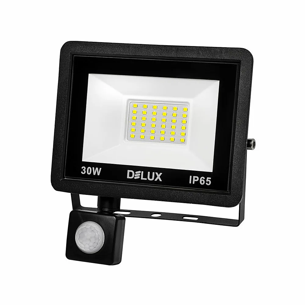 Світлодіодний прожектор DELUX_FMI 11 S LED_30Вт_6500K_IP65_с датч. руху чорний_ 90021208