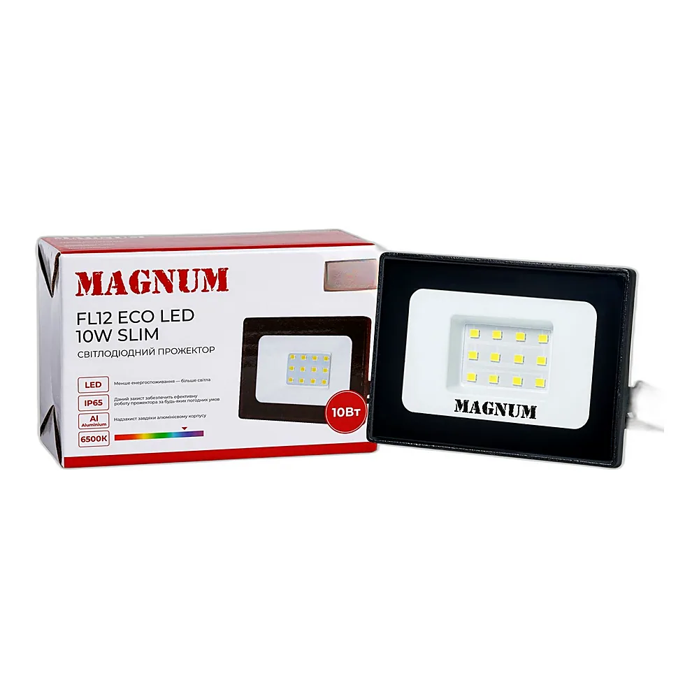 Світлодіод.прожектор_MAGNUM_FL12 ECO LED 10Вт slim_чорн. 6500К_IP65_( 90018080 ) 90022012