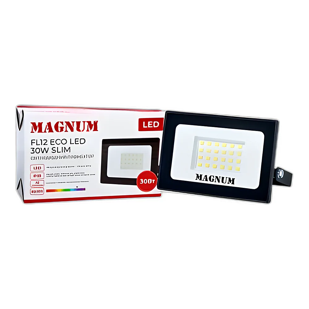 Світлодіод.прожектор_MAGNUM_FL12 ECO LED 30Вт slim_черн. 6500К_IP65_ 90022010
