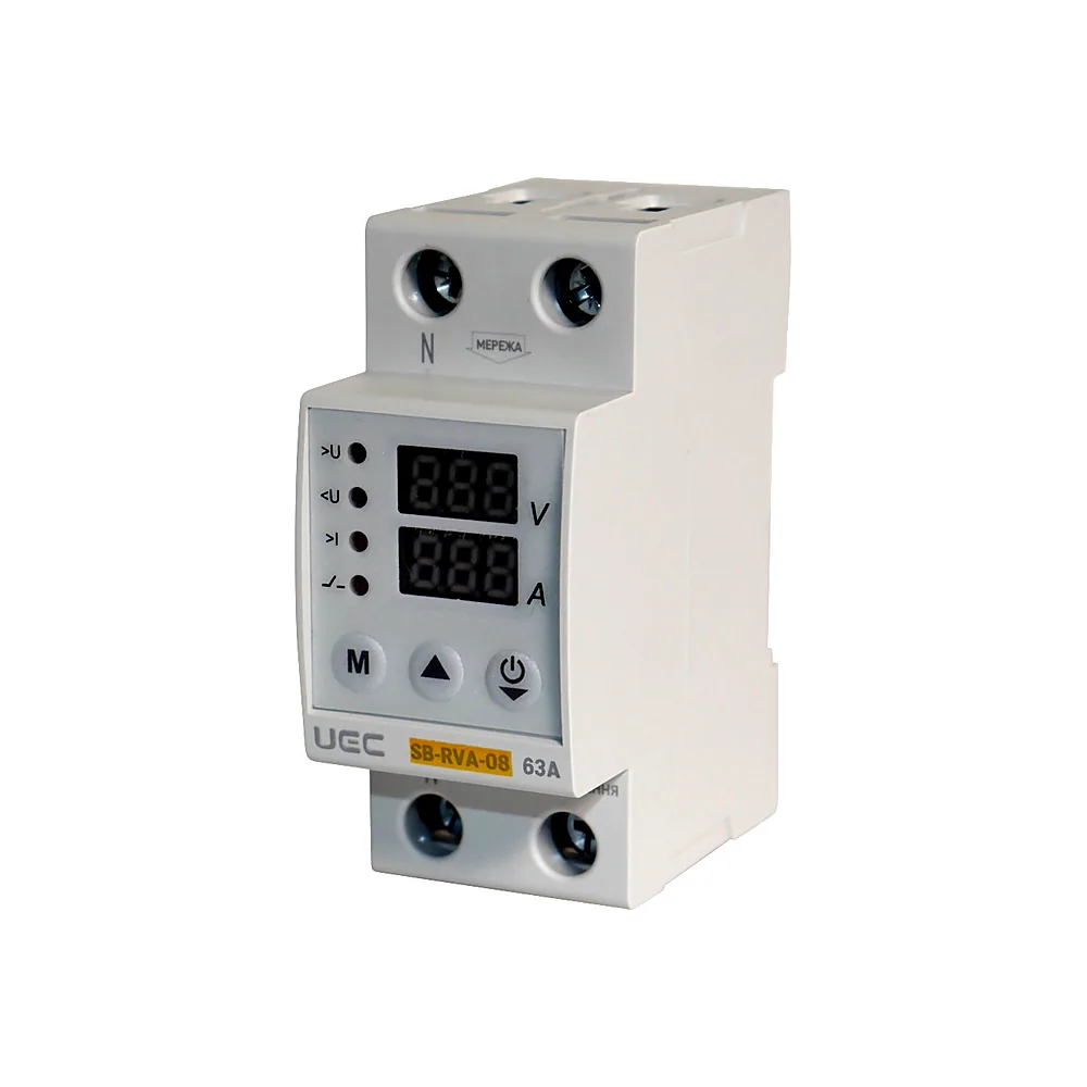 Реле напруги та струму SB-RVA-08 2P 63A UEC SB-RVA-08-2-63