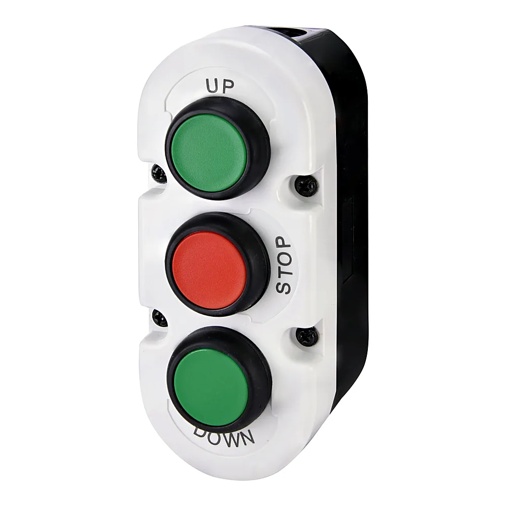Кнопковий пост ETI ESE3-V7 3-модульний UP STOP DOWN зелений червоний зелений 4771445