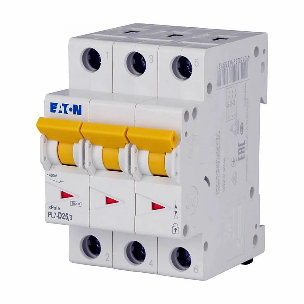 Автоматичний вимикач PL7-D25/3, 25А 3Р 10кА хар-ка D, Eaton (Moeller)