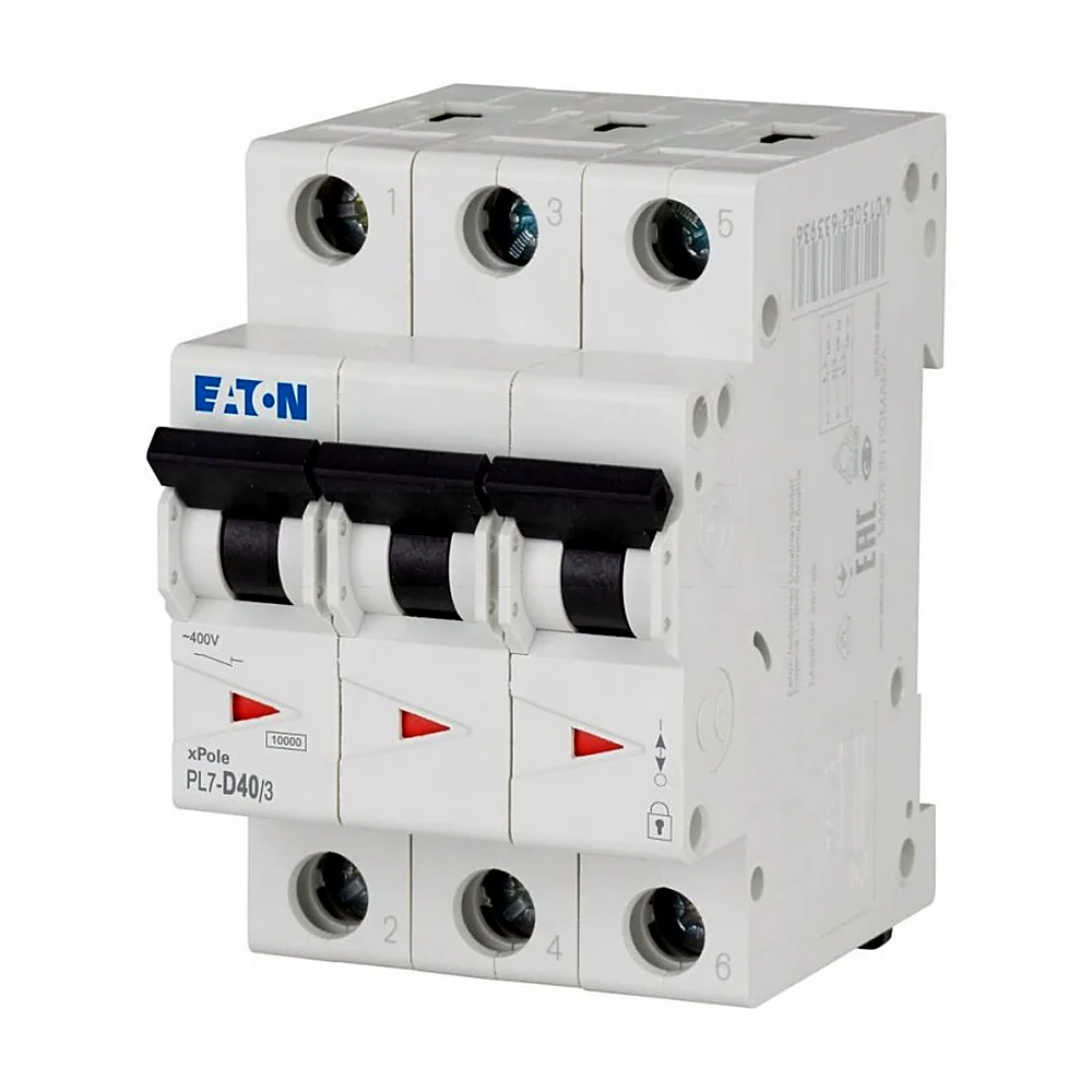 Автоматичний вимикач PL7-D40/3, 40А 3Р 10кА хар-ка D, Eaton (Moeller)