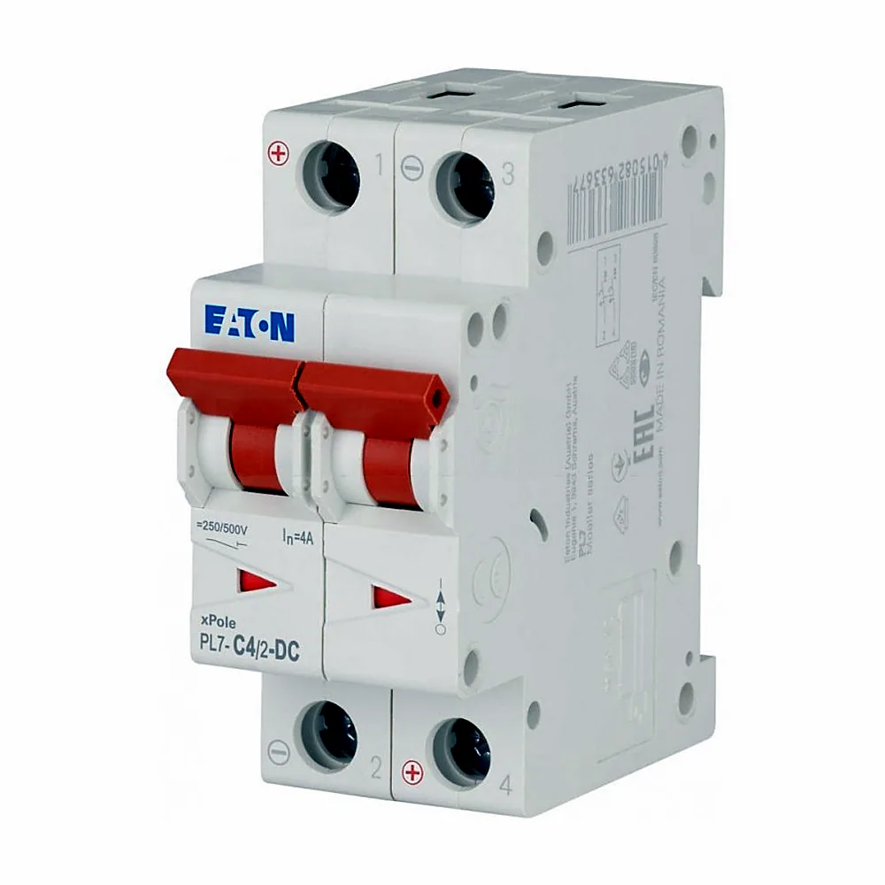 Автоматичний вимикач PL7-C4/2-DC, 2P 4А 6кА х-ка С, Eaton (Moeller)