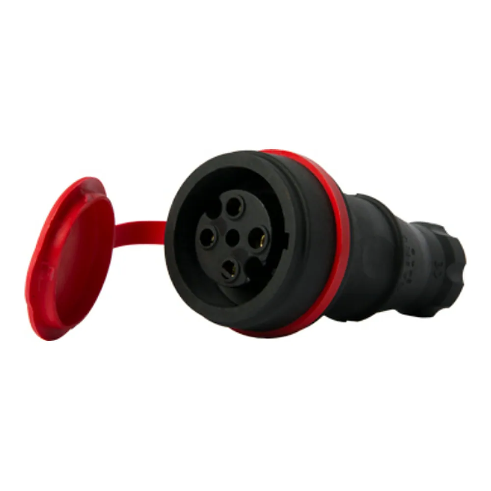 Силова розетка переносна  с захистною кришкою каучукова e.socket.rubber.061.16, 4п., 16А