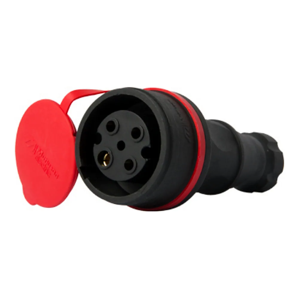 Силова розетка переносна  с захистною кришкою каучукова e.socket.rubber.071.32, 4п., 32А