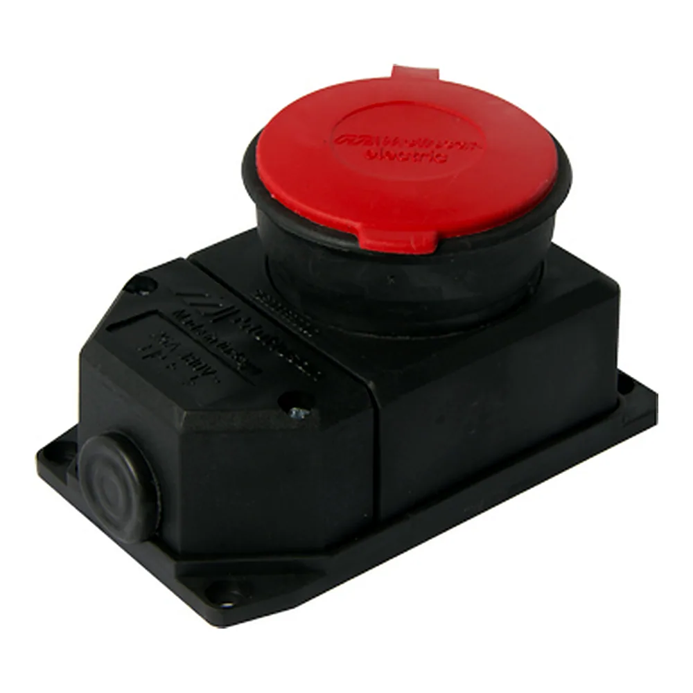 Силова розетка стаціонарна  с захистною кришкою каучукова e.socket.rubber.315.25, 4п., 25А