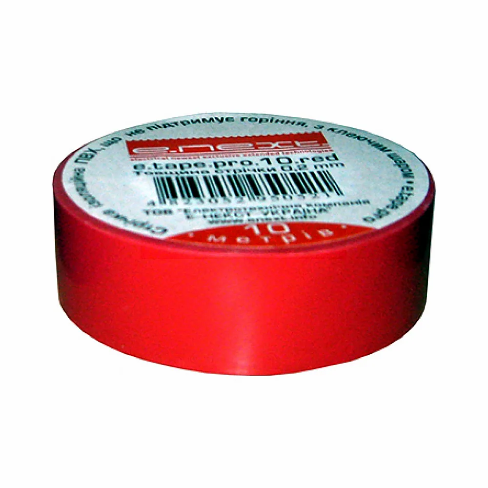 Ізолента e.tape.pro.10.red із самозатухаючого ПВХ, червона (10м)