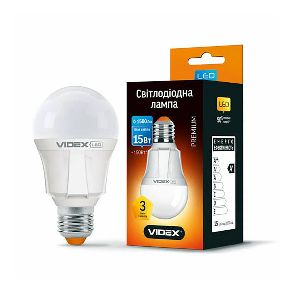 LED лампа VIDEX A60 15W E27 4100K 220V