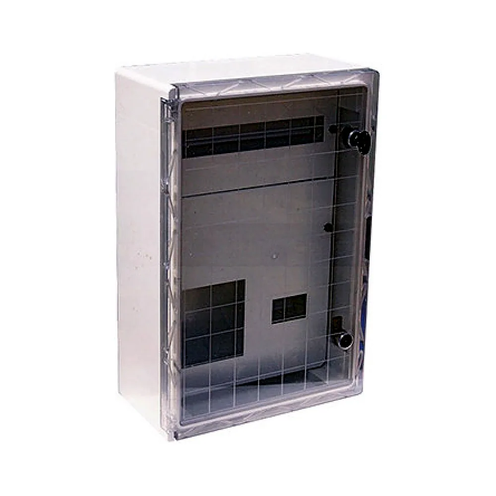 Шафа удароміцна з АБС-пластика e.plbox.400.600.200.3f.20m.tr, 400х600х200мм, IP65 з прозорими дверцятами,  панеллю під 3 - фазний лічильник та 20 модулів