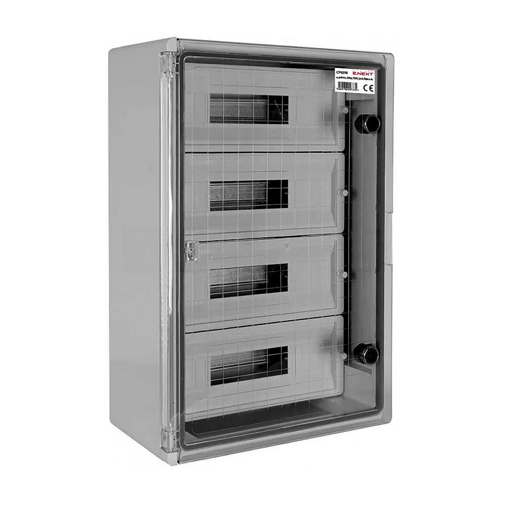 Шафа удароміцна з АБС-пластика e.plbox.500.700.245.88m.tr, 500х700х245мм, IP65 з прозорими дверцятами та панеллю під 88 модулів