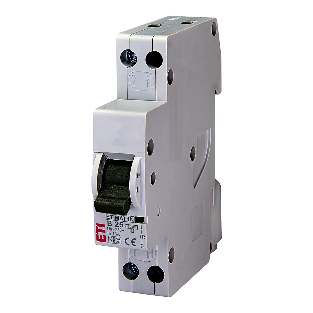 Авт. вимикач ETIMAT 6 1p+N (1мод.) B 25А (6 kA), ETI