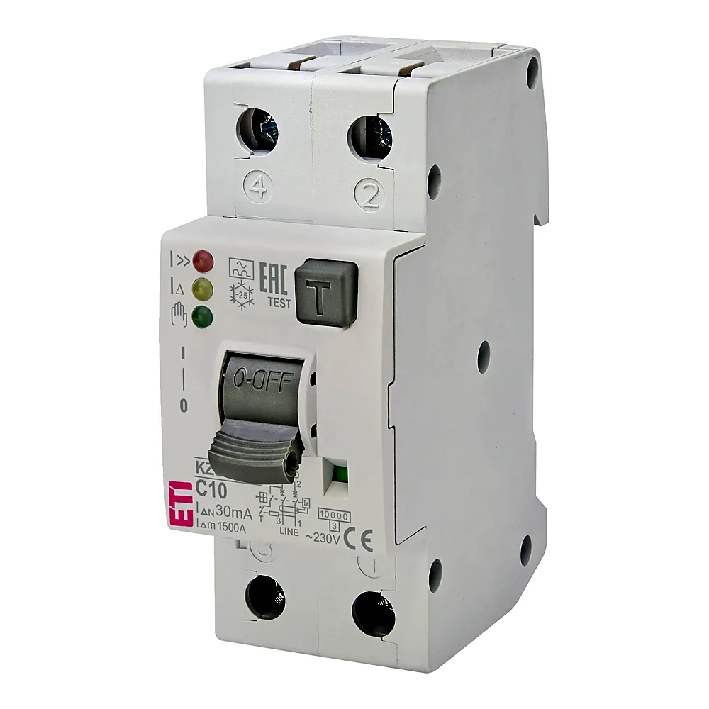 Диф. автоматичний вимикач KZS-2M2p EDI C 10/0,03 тип A (10kA), ETI