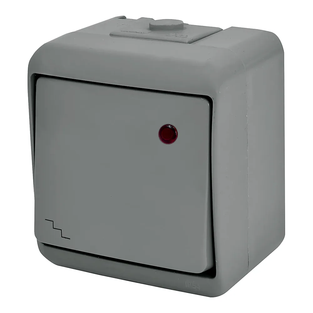 Вимикач "сходовий" з підсвіткою  (сірий) (IP54) VHE-3L-SR, ETI
