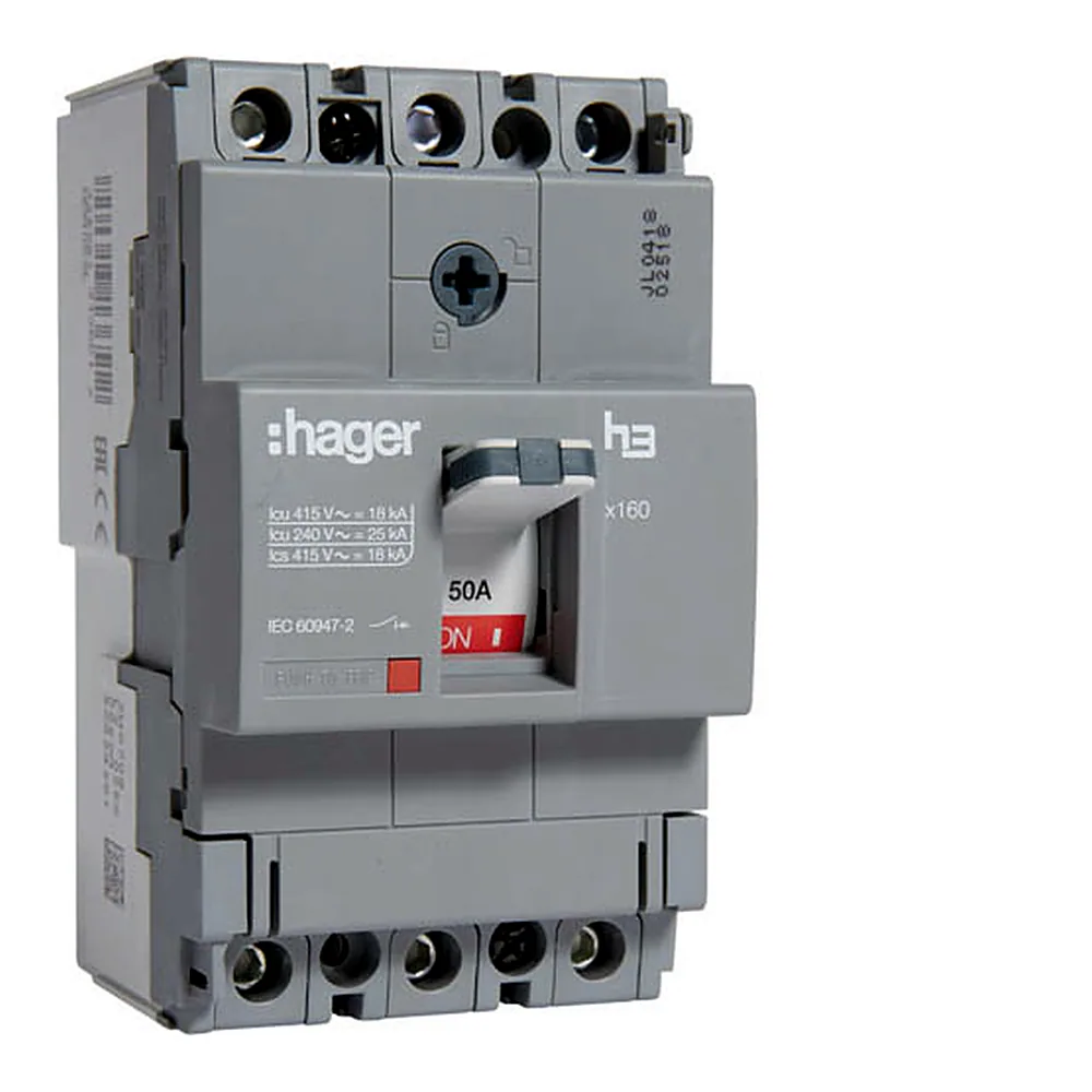 Автоматичний вимикач Hager x160 50A 3P 18kA HDA050L