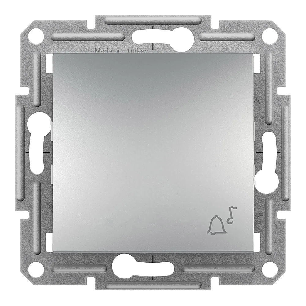 Кнопковий вимикач для дзвінка Asfora 1-клавішний алюміній Schneider Electric EPH0800161