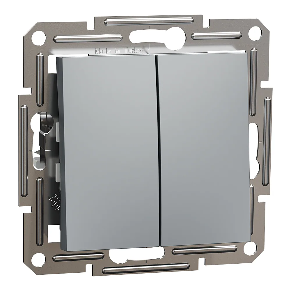 Кнопковий вимикач Asfora 2-клавішний сталь Schneider Electric EPH1100162