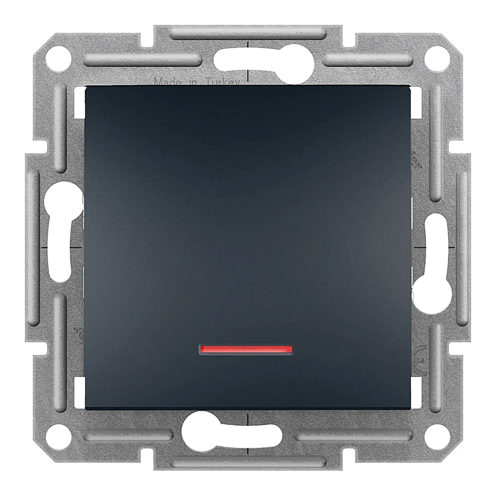 Кнопковий вимикач Asfora 1-клавішний з індикатором антрацит Schneider Electric EPH1600171