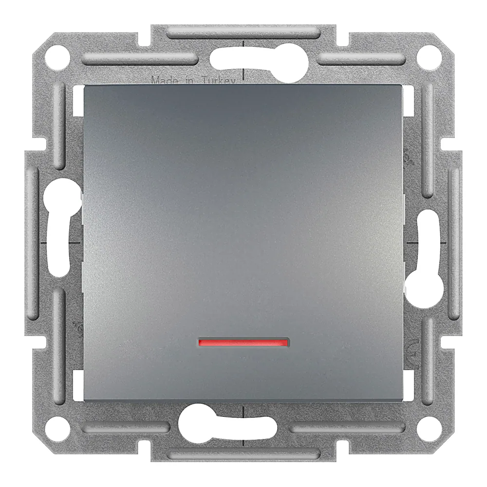 Кнопковий вимикач Asfora 1-клавішний з індикатором сталь Schneider Electric EPH1600162
