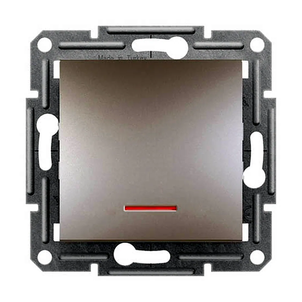 Кнопковий вимикач "Asfora" 1 кл. з індікатором, бронза, EPH1600169, Schneider Electric