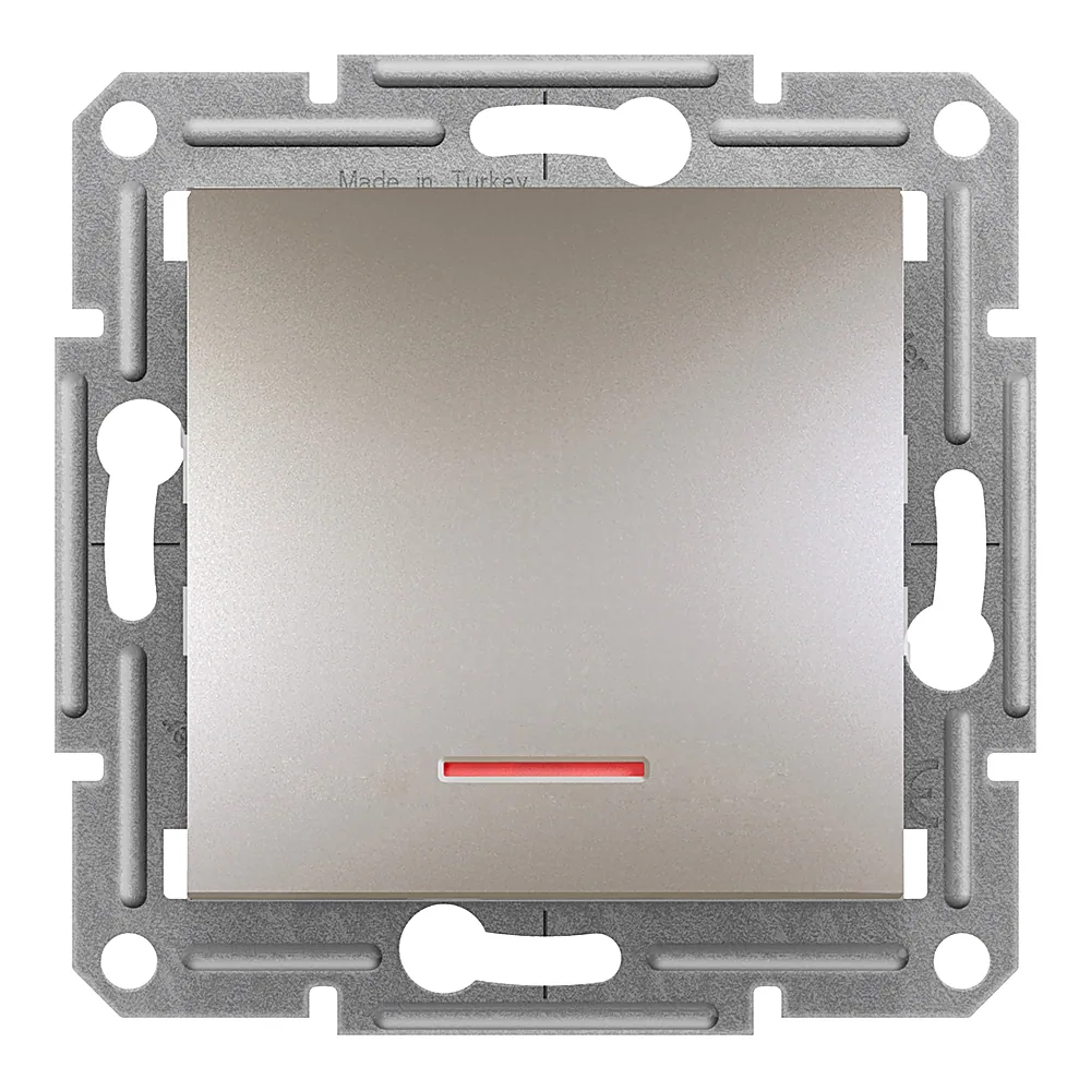 Кнопковий вимикач Asfora 1-клавішний з індикатором бронза Schneider Electric EPH1600169