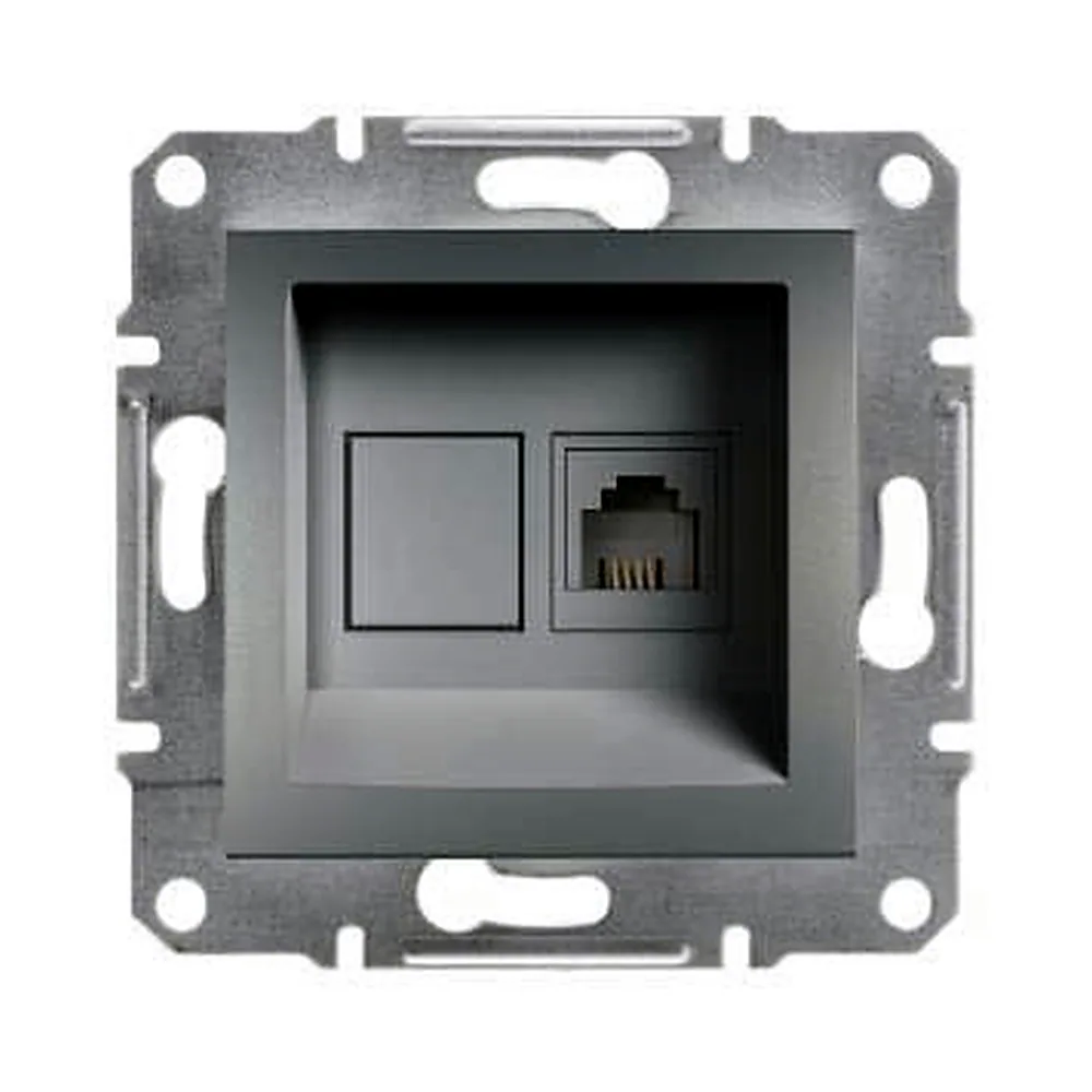 Розетка "Asfora" телефонна, сталь, EPH4100162, Schneider Electric