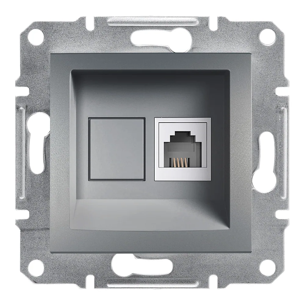 Розетка Asfora телефонна сталь Schneider Electric EPH4100162
