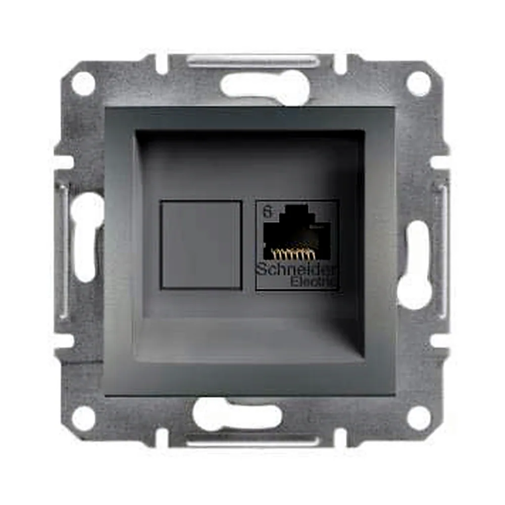 Розетка "Asfora" комп’ютерна, 1xRJ45 6e не екран., сталь, EPH4700162, Schneider Electric